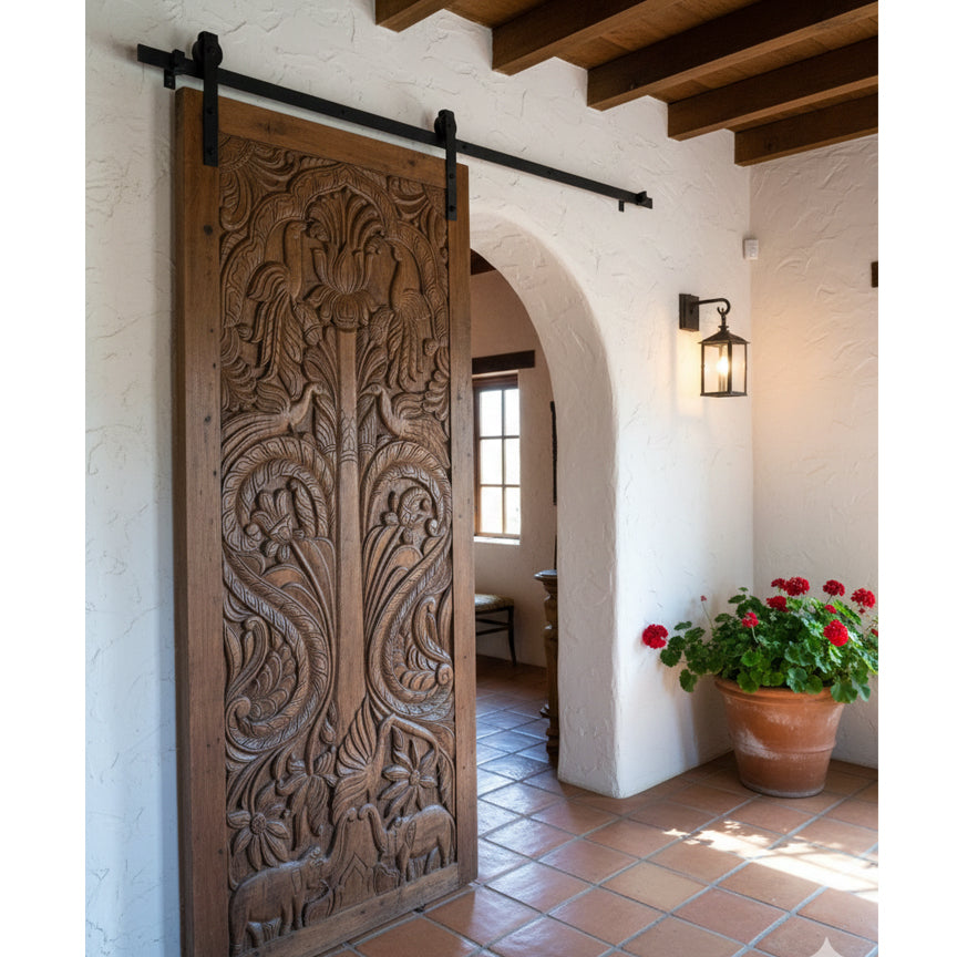 Vintage Carved Door Tree Of Life Birds & Nature-Inspired Decor Barn Do