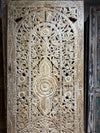 Natural Wood Floral Lattice Carved Door Room Divider 80x36
