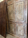 Antique Sunburst Carved Cabinet with Brass Studs Rustic Wardrobe Armoire 76x43