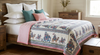 Handloom Cotton Bedspread in Pink & White with Camel Print | Ethnic Indian Bedcover