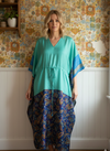 Women Boho Beach Kaftan, Sea Green, Blue Maxi Caftan,L-2X