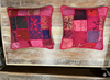 Handmade Boho Patchwork Cushion Covers – Vintage Sari Dark Pink Throw Pillows