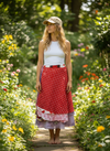 Women’s Red Silk Wrap Skirt – Double Layer Handmade Boho Skirt  One size