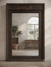 Antique Indian Doorway Dark Teak Carved Wood Huge Floor Mirror