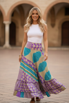 Women’s Purple Maxi Skirt – Stylish Summer Beach Flowy Skirt  ML