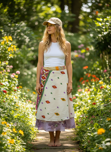  Women’s Off-White Wrap Skirt – Lightweight Boho Chic Skirt One size