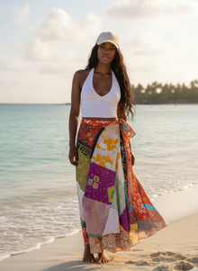  Women’s Colorful Boho Wrap Skirt – Lightweight Summer & Beach Fashion  One size