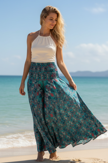  Blue Floral Boho Palazzo Pants – Wide-Leg, Airy & Stylish Summer Trousers  SM