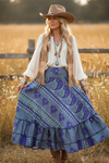 Women’s Purple Floral Paisley Maxi Skirt | Flowy Long Boho Skirt  ML
