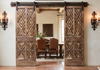 Carved Diamond Lattice Sliding Barn Doors | Rustic Spanish Colonial Hacienda Doors 80x30