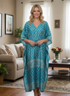 Women’s Aqua Blue Bohemian Maxi Kaftan – Handmade Summer Caftan Dress  L-2X