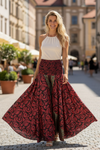 Bohemian Bright Red Palazzo Pants – Handcrafted, Breezy Wide-Leg Summer Trousers SM