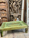 Antique Carved Door Coffee Table Rustic Green Old Door Accent Table