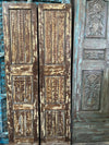 Antique Double Doors Rustic Brass Studs Carved Wooden Barn Doors 80