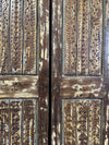 Antique Double Doors Rustic Brass Studs Carved Wooden Barn Doors 80