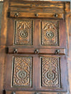 Antique Carved Wood Indian Door with Brass Studs Hinged or Sliding Barn Door 96