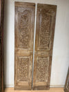Pair of Antique Style Carved Wood Door Panels – Narrow Floral Arched Design 80x36