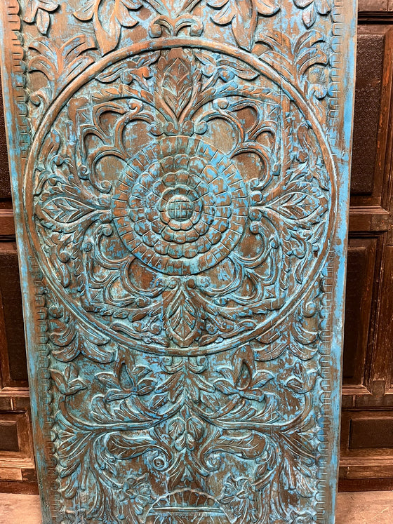 Vintage Door Lotus Mandala Carved Barn Door Rustic Wall Art Headboard 80x36