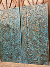 Vintage Door Lotus Mandala Carved Barn Door Rustic Wall Art Headboard 80x36