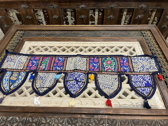 Indian wall hanging Blue Embroidered Window toran bohemian home decor