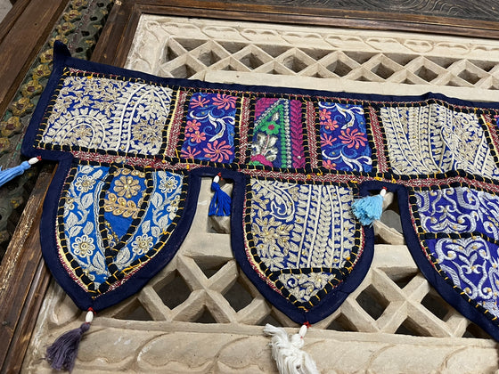 Indian wall hanging Blue Embroidered Window toran bohemian home decor