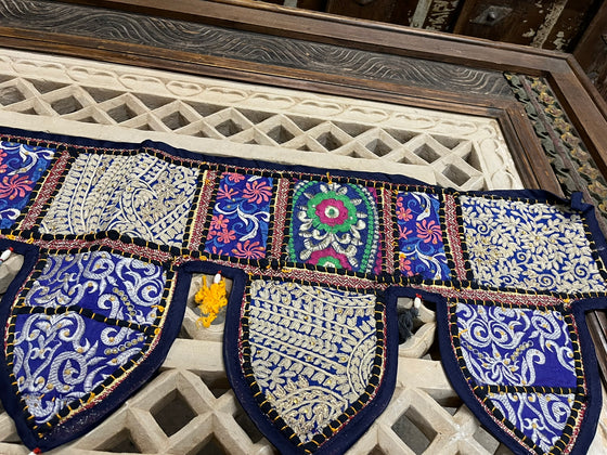 Indian wall hanging Blue Embroidered Window toran bohemian home decor