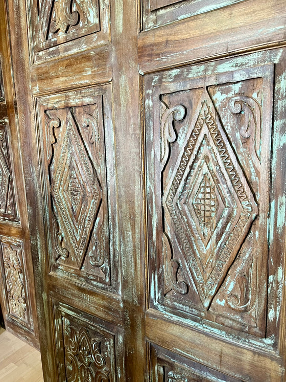 Vintage Carved Wood Barn Doors Pantry Closet 84x36