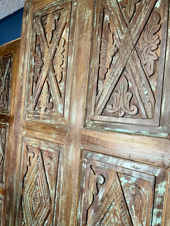Vintage Carved Wood Barn Doors Pantry Closet 84x36