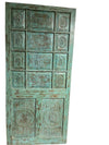 Turquoise Sliding Barn Door Vintage Carved Interior doors, 81x36
