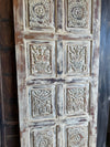 Vintage Carved Door Brass Studs Sand-washed Barn Door 80x36