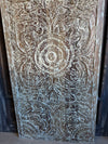 Vintage Carved Wood Lotus Medallion Artistic Barn Door Headboard 80x36
