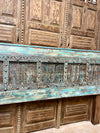 Antique Blue Door Headboard, Vintage Door King Headboard, Sliding Door