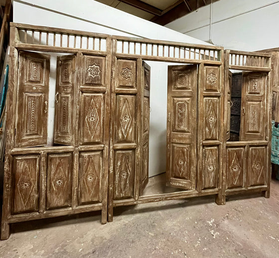Carved Statement Door Whitewash Rustic Teak Door Vintage Indian Door 84X59