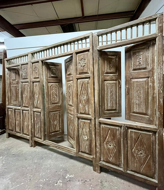 Whitewash Carved Statement Door, Rustic Teak Door, Vintage Indian door