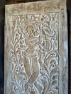 Fluting Krishna Wall Panel – Vintage Limewash Carved Temple Door Wall Art 84x41