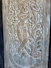 Fluting Krishna Wall Panel – Vintage Limewash Carved Temple Door Wall Art 84x41
