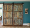 Vintage Carved Wood Door Rustic Green Farmhouse Barn Door 80x36
