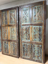 Vintage Carved Wood Door Rustic Green Farmhouse Barn Door 80x36