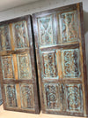 Vintage Carved Wood Door Rustic Green Farmhouse Barn Door 80x36