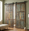 Vintage Carved Wood Door Rustic Green Farmhouse Barn Door 80x36