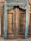 Antique Arch Distressed Carved Columns Teak Architectural Doorway 99