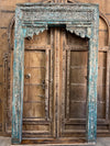 Antique Arch Distressed Carved Columns Teak Architectural Doorway 99