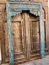 Antique Arch Distressed Carved Columns Teak Architectural Doorway 99