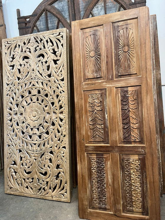 Hand Carved Sliding Barn Door Vintage Interior Door 80
