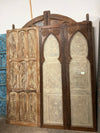 Vintage Double Carved Arched Door with Frosted Glass Barndoors 96x48