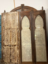 Vintage Double Carved Arched Door with Frosted Glass Barndoors 96x48