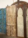 Vintage Double Carved Arched Door with Frosted Glass Barndoors 96x48