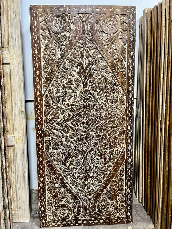 Lotus Pond Carved Sliding Door Vintage Bedroom Barn Door 80x36