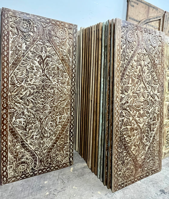 Lotus Pond Carved Sliding Door Vintage Bedroom Barn Door 80x36