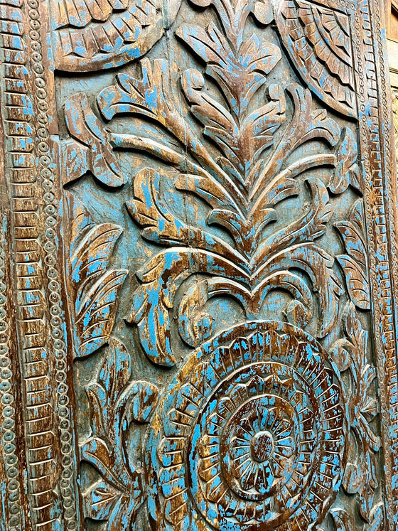 Blue Lotus Pond Carved Door, Barn Door, Sliding Door, Statement Door, 80